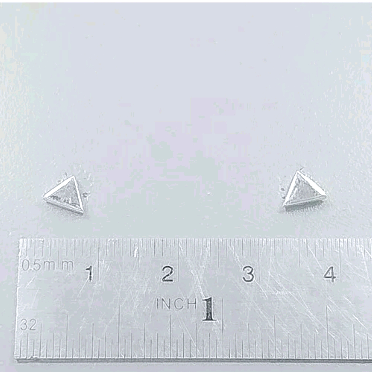 .925 Sterling Silver Solid Triangle Stud Earrings
